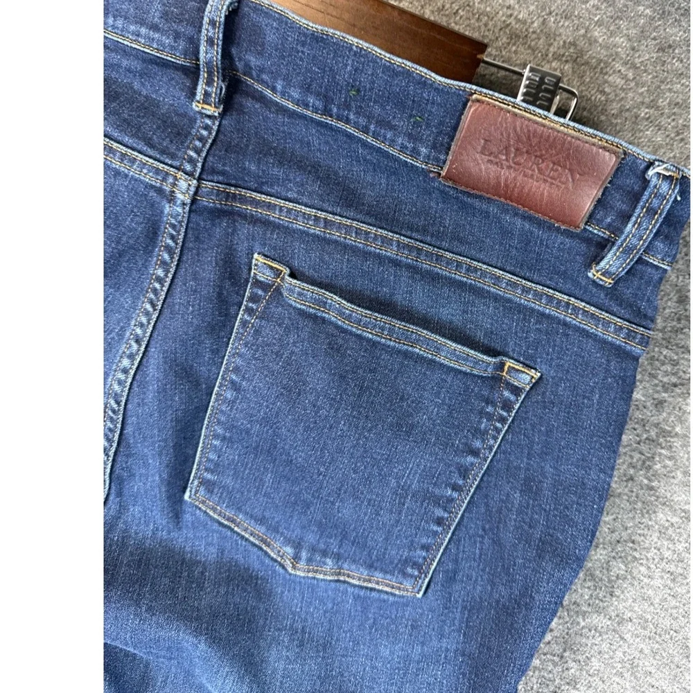 Lauren Ralph Lauren Classic Straight Jeans Dark Wash Stretch Blue Denim Size‎ 12